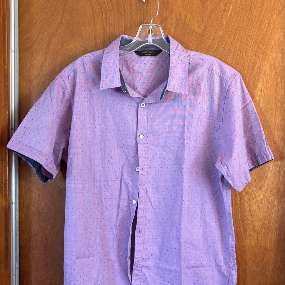 Outpost Men's Short-Sleeve Lavender Button-Down Shirt
